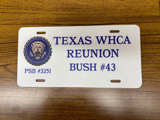 Personalized WHCA Reunion Car tag