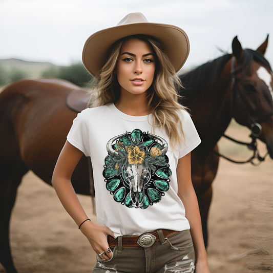 Bull Skull and Flowers