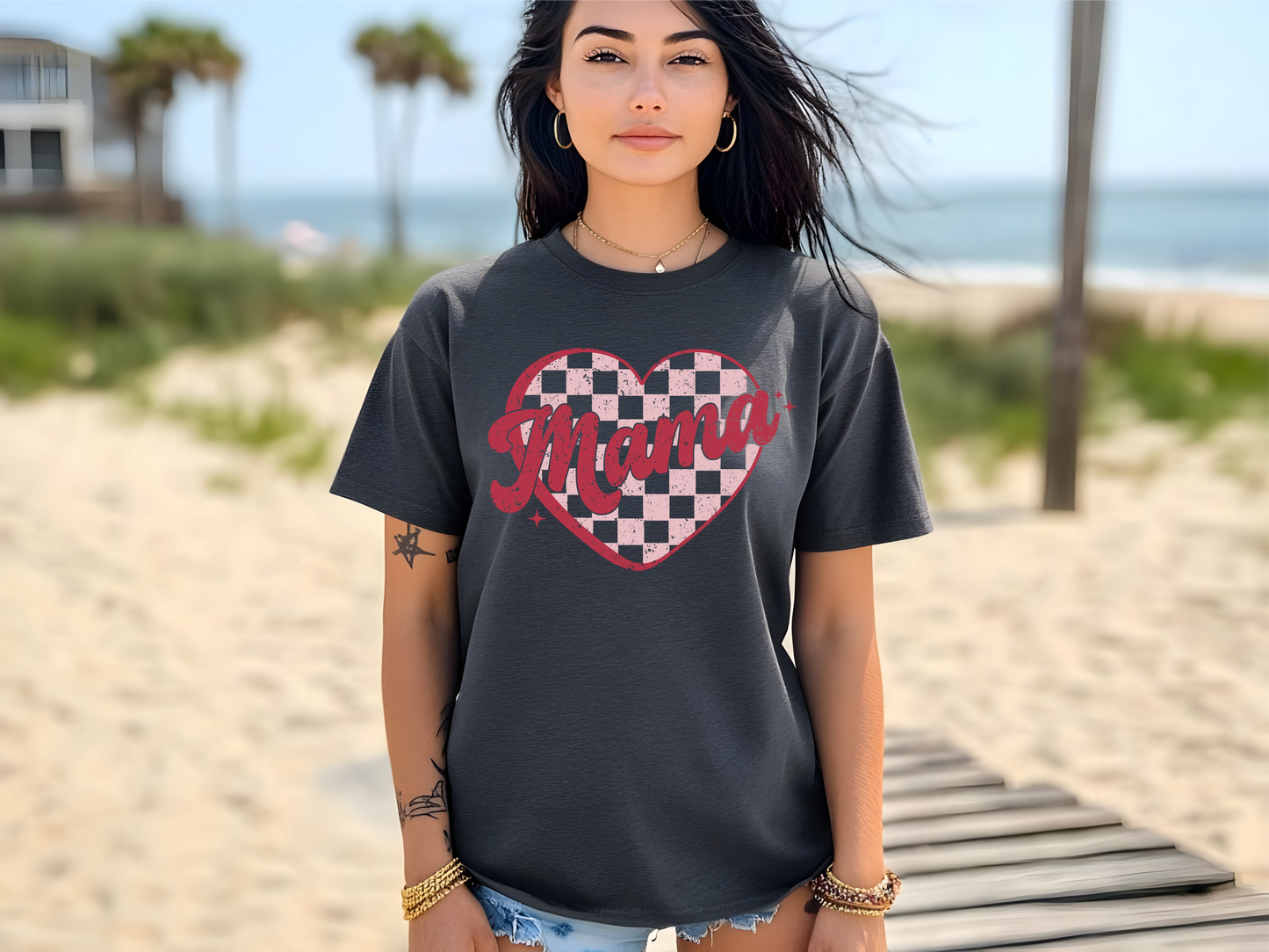 Checkered Mama Heart